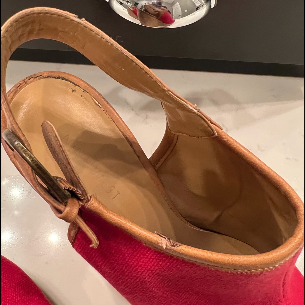 Red Canvas Wedges with Cork Soles - Picture 5 of 5